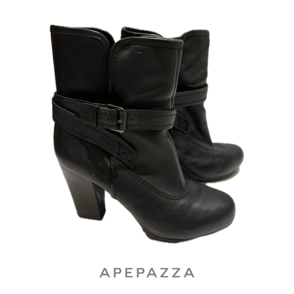 Apepazza Women's Black Leather Ankle Boots Lined EU 39 (sz8)